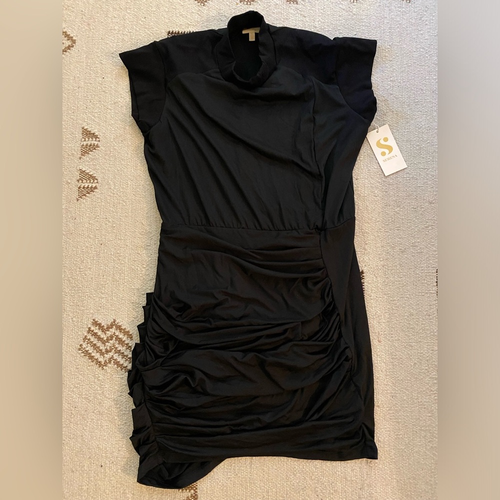 NWT S by Serena black bodycon dress with rouching size XL